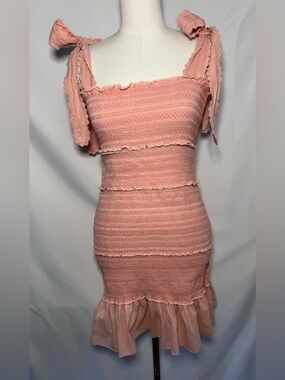 Chelsea & Violet Blush Pink Smocked Ruffle Mini Dress
